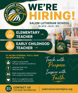 Salem Lutheran School is hiring!